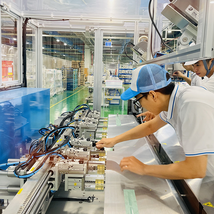 Worker inspecting